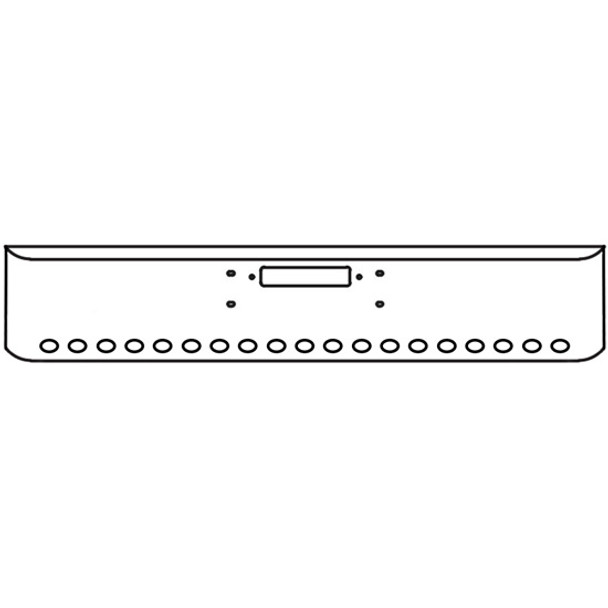 22 Inch Chrome Steel Texas Square Bumper W/ Mounting & Tow/Hitch Holes 19 M3 Or P3 Light Holes For Western Star 4900SF, 4900FA, Heritage, Constellation, 2007 & Older