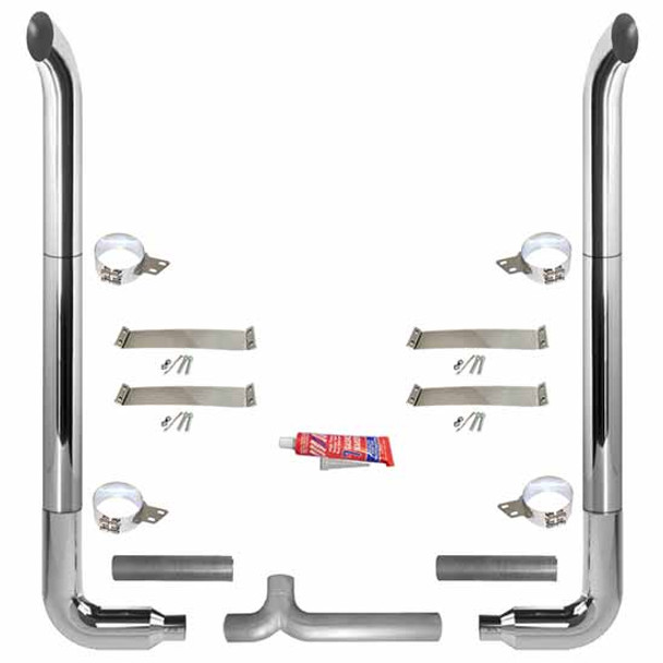 BESTfit 6-5 X 108 Inch Chrome Exhaust Kit W/ West Coast Turnout Stacks & OE Style Elbows