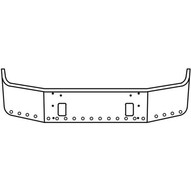 Valley Chrome 20 Inch Chrome Steel Set Back Axle Bumper With Tow Cutouts, 20 Round 3/4 Inch Light Holes For Freightliner Century, Columbia