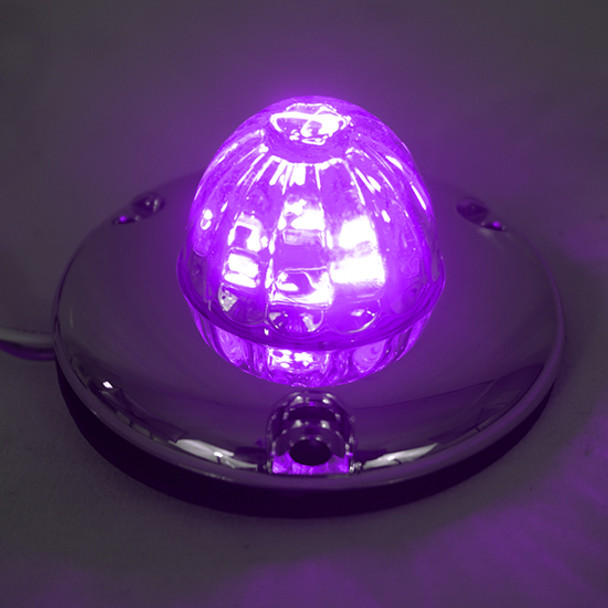 Legendary 1-1/2 Inch Watermelon Light W/ Flat Bezel - Purple LED / Clear Glass Lens