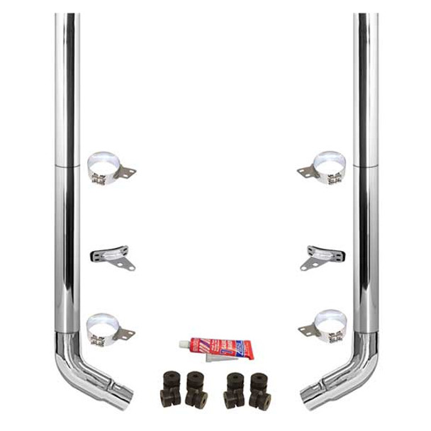 BESTfit 7-5 X 108 Inch Chrome Exhaust Kit W/ Flat Top Stacks & OE Style Elbows For Peterbilt 378, 379, 389 Glider