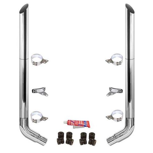 BESTfit 7-5 X 108 Inch Chrome Exhaust Kit W/ Miter Stacks & OE Style Elbows For Peterbilt 378, 379, 389 Glider