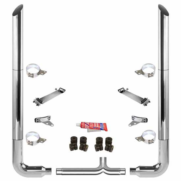 BESTfit 7 X 108 Inch Chrome Exhaust Kit W/ Miter Stacks, Long 90S & 7 Inch Y-Pipe For Peterbilt 378, 379