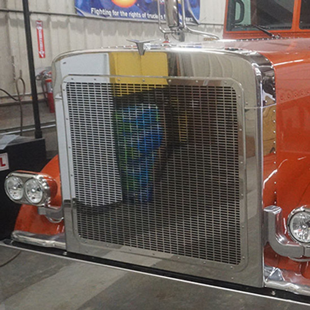 Stainless Steel Grille & Surround Kit W/ Oval Grille Cutouts For Peterbilt 389 2008-2021