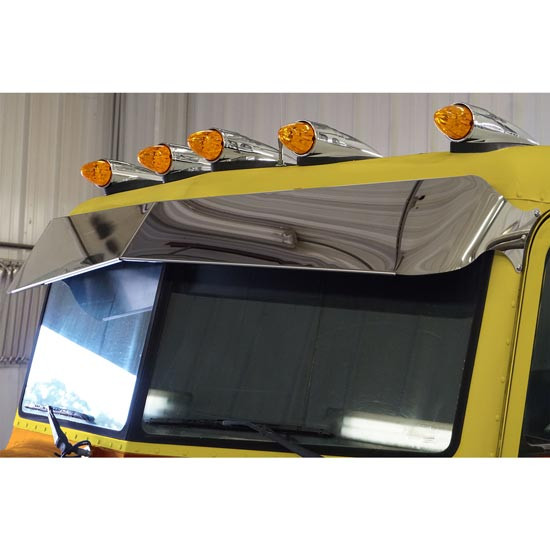 Stainless Steel 11 Inch Elite Ultra Forward Bowtie Visor W/ Fasteners For Peterbilt