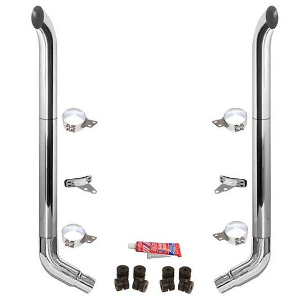 BESTfit 7-5 X 108 Inch Chrome Exhaust Kit W/ West Coast Turnout Stacks & OE Style Elbows For Peterbilt 378, 379