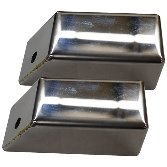 12 Ga. Stainless Steel 4.25 Inch Angled Square Light Brackets, Pair For Mirrors