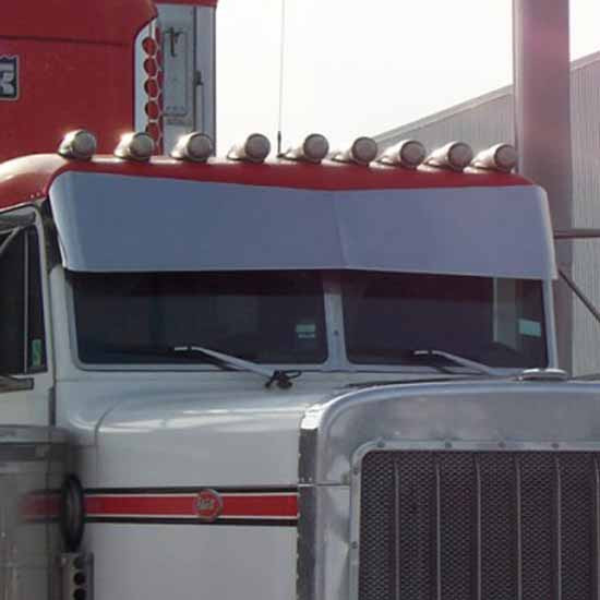 11 To 7 Inch SS Bowtie Drop Visor For Peterbilt 378, 379, 386, 388, 389, 389 Glider