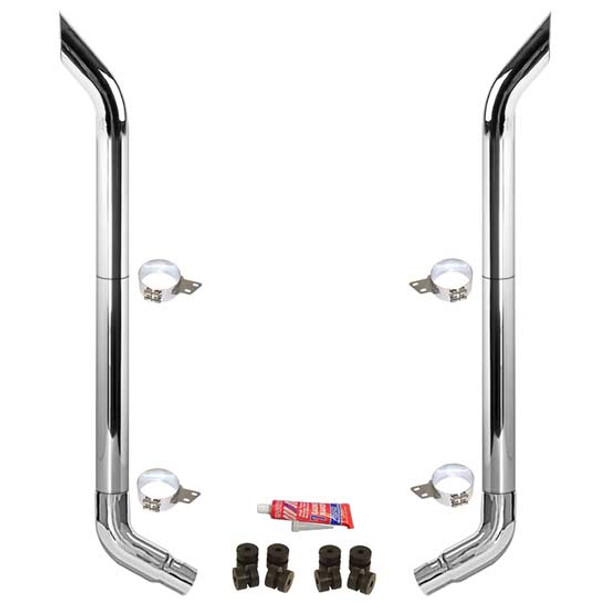 BESTfit 7-5 X 114 Inch Chrome Exhaust Kit W/ Miter Stacks & OE Style Elbows For Peterbilt 378, 379, 389 Glider