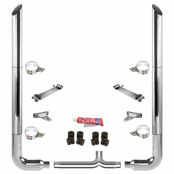 BESTfit 7 X 114 Inch Chrome Exhaust Kit W/ Miter Stacks, Long 90S & 7 Inch Y-Pipe For Peterbilt 378, 379