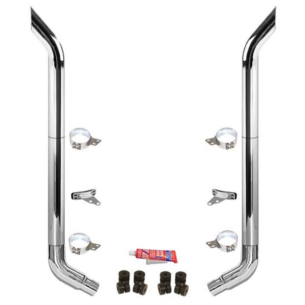 BESTfit 7-5 X 96 Inch Chrome Exhaust Kit W/ Bull Hauler Stacks & OE Style Elbows For Peterbilt 378, 379