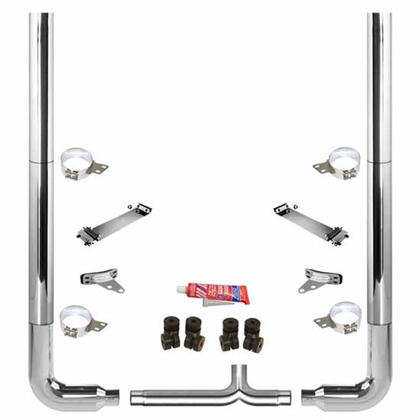 BESTfit 8 X 108 Inch Chrome Exhaust Kit With Flat Top Stacks, Long 90s & 8 Inch Y-Pipe For Peterbilt 378, 379