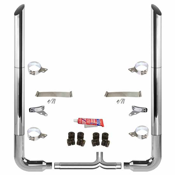 BESTfit 8-5 X 108 Inch Chrome Exhaust Kit W/ Miter Stacks, Long 90S & Chrome Tapered Y-Pipe 378, 379