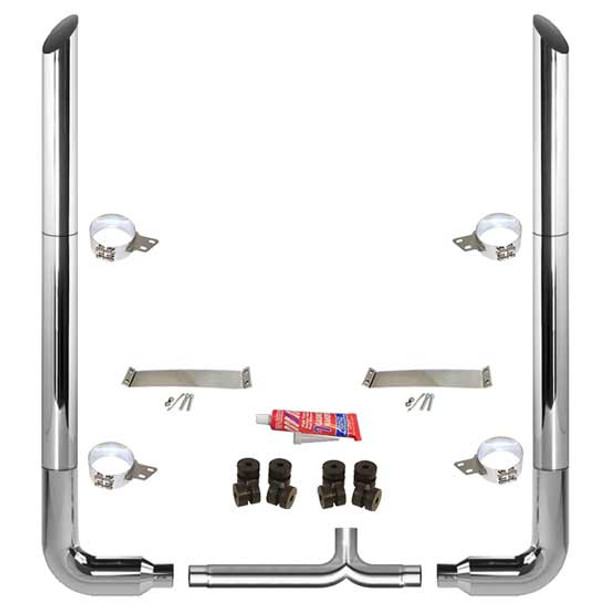 BESTfit 8 To 5 X 114 Inch Chrome Exhaust Kit With Miter Stacks, Long 90s & Y-Pipe  For Peterbilt 378, 379, 389