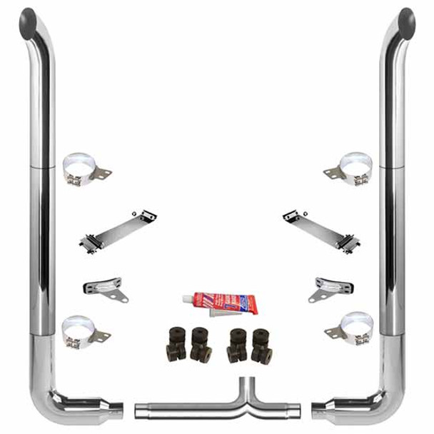 BESTfit 8 X 114 Inch Chrome Exhaust Kit W/ West Coast Turnout Stacks, Long 90S & 8 Inch Y-Pipe
