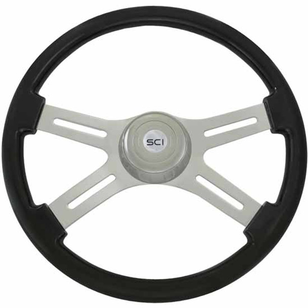 18 Inch Chrome 4 Spoke Black Painted Wood Classic Steering Wheel Kit For Bluebird Bus