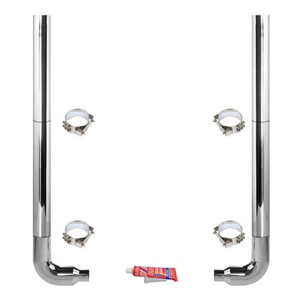 BESTfit 6-5 X 108 Inch Chrome Exhaust Kit With Flat Top Stacks For Freightliner Classic & FLD