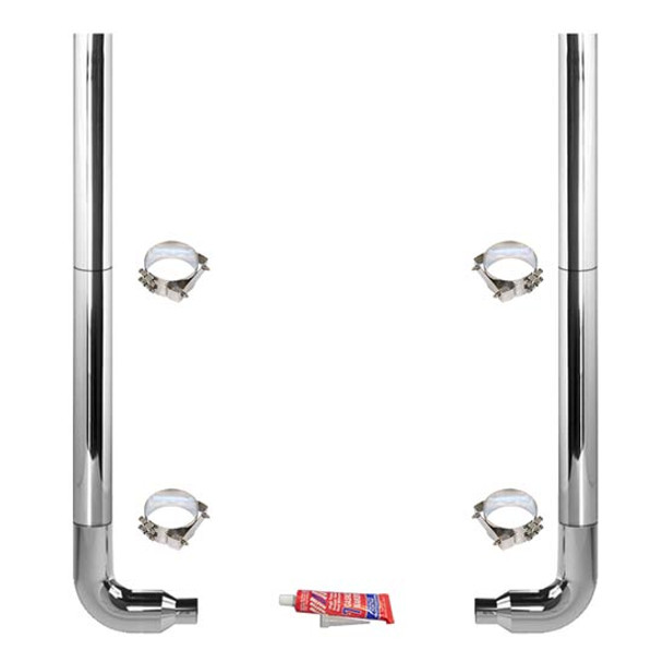 BESTfit 6-5 X 96 Inch Chrome Exhaust Kit With Flat Top Stacks For Freightliner Classic & FLD