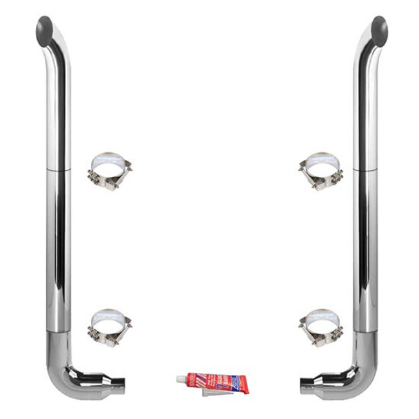 BESTfit 6-5 X 96 Inch Chrome Exhaust Kit With West Coast Turnout Stacks For Freightliner Classic & FLD