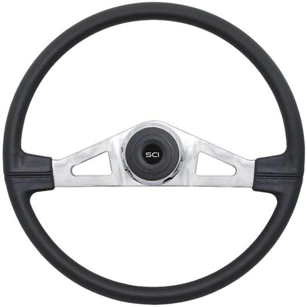 20 Inch Chrome 2 Spoke Black Poly Lincoln Steering Wheel Kit For International With Tilt & Telescopic