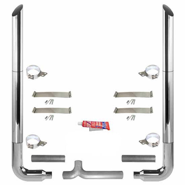 BESTfit 7-5 X 108 Inch Chrome Exhaust Kit W/ Miter Stacks & Long 90 Elbows For Peterbilt 359 1967 - 1987