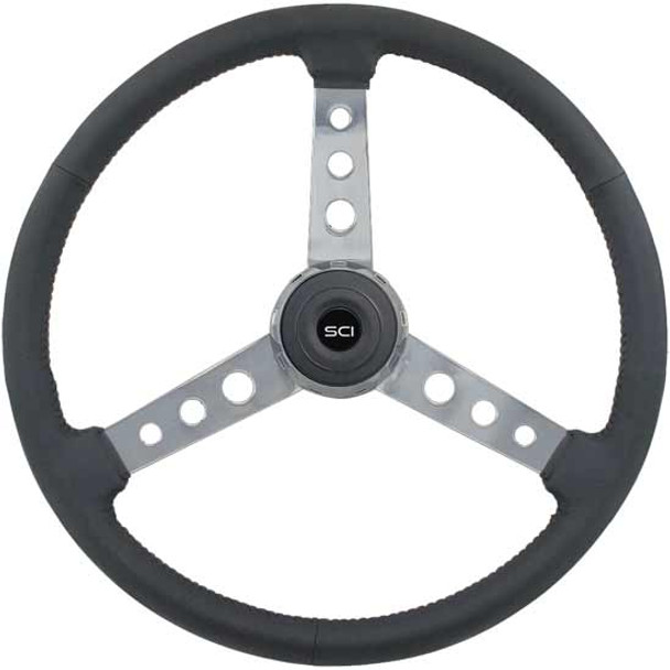 20 Inch Chrome 3 Spoke Black Leather Steering Wheel Kit For Freightliner