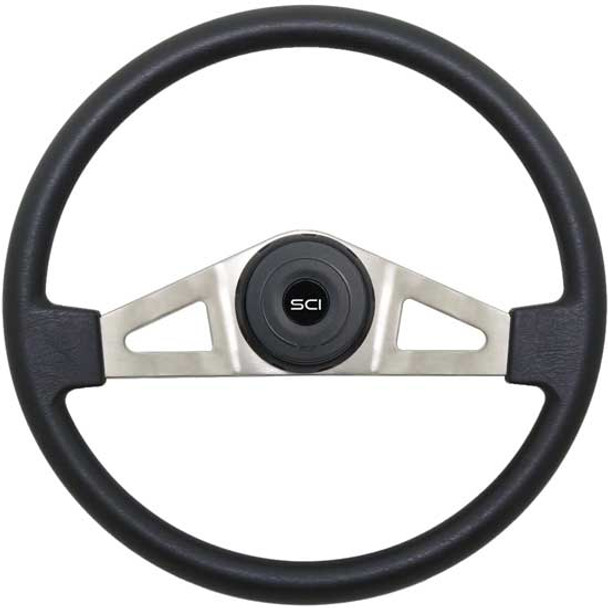 18 Inch Nickel 2 Spoke Black Poly Steering Wheel Kit For Freightliner 2007-Newer