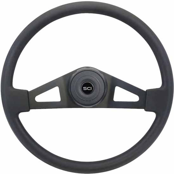 18 Inch Black 2 Spoke Black Poly Steering Wheel Kit For Freightliner