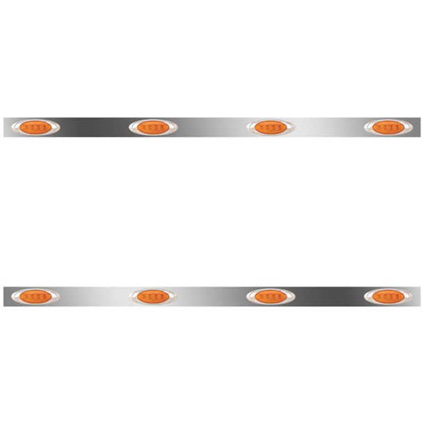 70 Inch Stainless Steel Sleeper Panels W/ 8 P1 Amber/Amber LEDs For Freightliner Classic, FLD 120 SBA