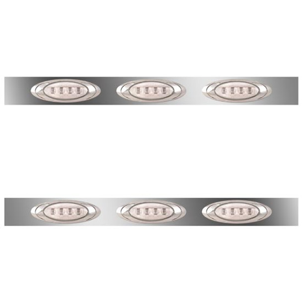 58 Inch Stainless Steel Sleeper Panels W/ 6 P1 Amber/Clear LEDs For Freightliner Century, Columbia