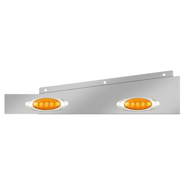 26 Inch Stainless Steel Extension Panels W/ 4 P1 Amber/Amber LEDs For Freightliner Century, Columbia