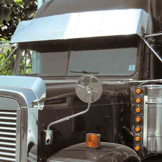 16 Inch Stainless Steel Drop Visor For Raised Roof Freightliner Classic & FLD