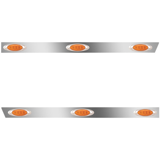 38 Inch Stainless Steel Cab Panels W/ 6 P1 Amber/Amber LEDs For Freightliner FLD 120 SBA 1989-2009