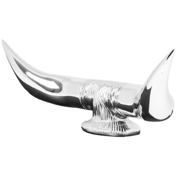Chrome Bull Horns Hood Ornament, 4.5 X 13 Inch