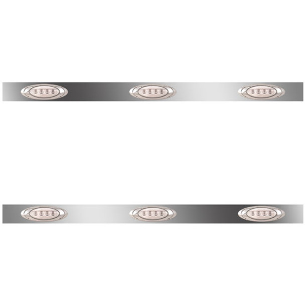 3 Inch Stainless Sleeper Panels W/ 6 Amber/Clear P1 LEDs For International W/ 51 Inch Sleeper W/ Rear-Mount Exhaust
