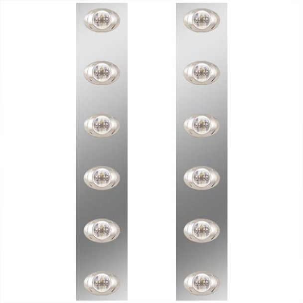 Stainless Steel Rear Air Cleaner Panels W/ 12 P3 Red/Clear LEDs For International 9900