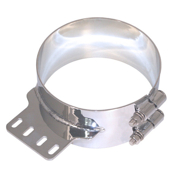 Lincoln Chrome 8 Inch Exhaust Mounting Clamp W/ 4 Bolt Mount For Non AeroCab Kenworth Models