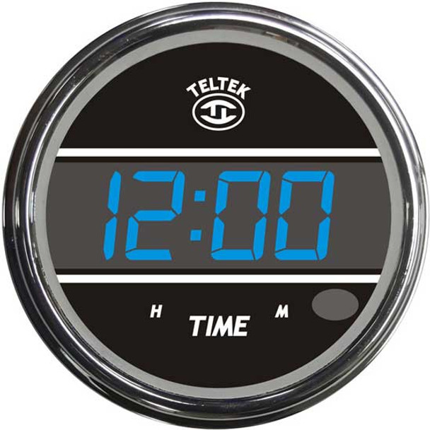 Blue Digital Gauge Clock W/Chrome Bezel For Kenworth