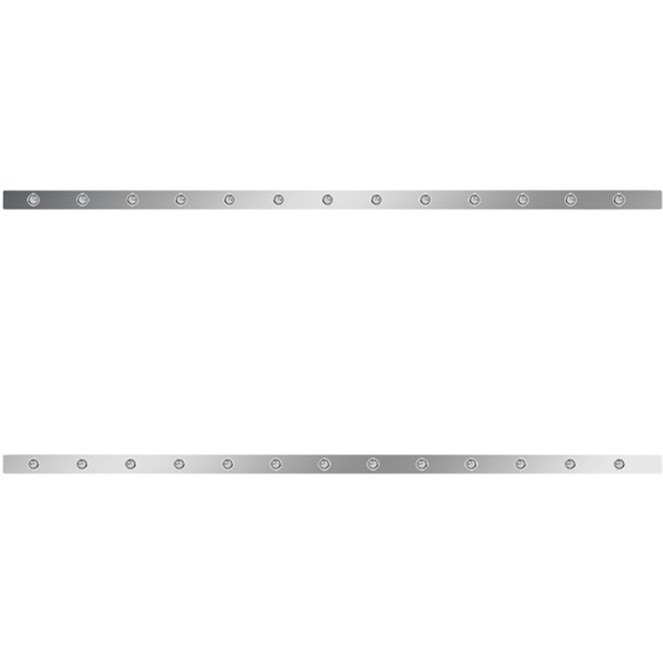 86 Inch Stainless Steel Sleeper Panels W/ 26 - 3/4 Inch Amber/Clear LEDs For Kenworth T660