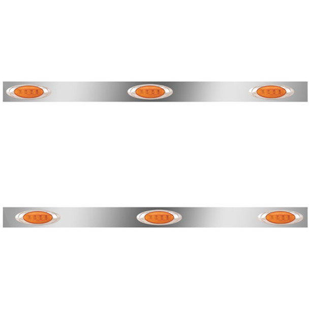 3 Inch Stainless Steel Cab Panels W/ P1 Amber/Amber LEDs For Kenworth T800