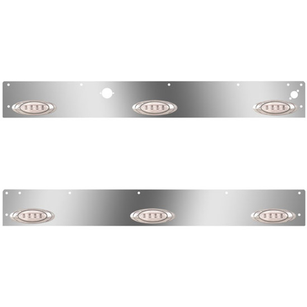 Cab Panels W/ 6 P1 Amber/Clear LEDs, Block Heater Plug, Step Light Holes For Kenworth T800 Curved Glass