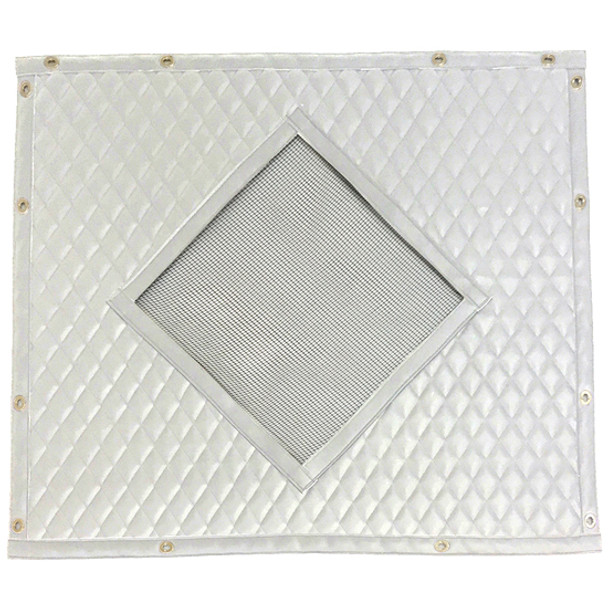White Quilted Vinyl Winter Front Standard Diamond Cutout  For Peterbilt 359
