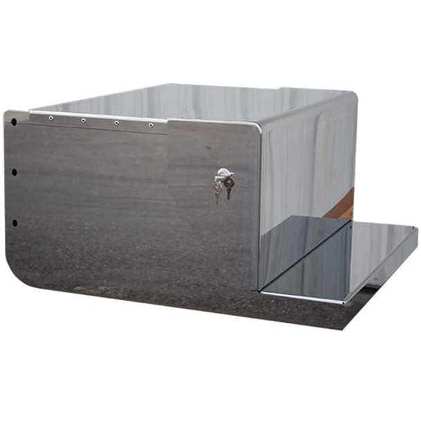 Stainless Steel Rounded Battery Box With Locks For Peterbilt 379, 388, 389, 389 Glider