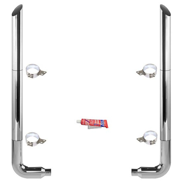 BESTfit 7-5 X 108 Inch Chrome Exhaust Kit W/ Miter Stacks & Long Drop Elbows For Peterbilt 359 1967 - 1987