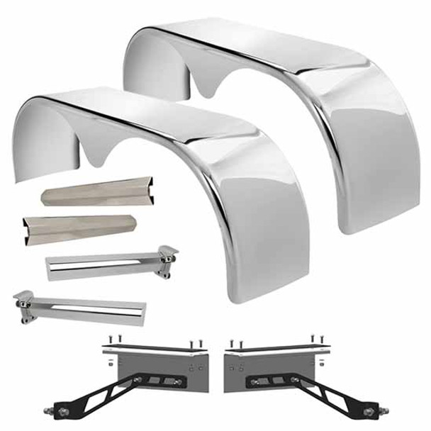 Hogebuilt 105 Inch 304 Stainless Steel Low Rider Teardrop Full Fender Kit  For Low Air Leaf & AG400L Suspensions