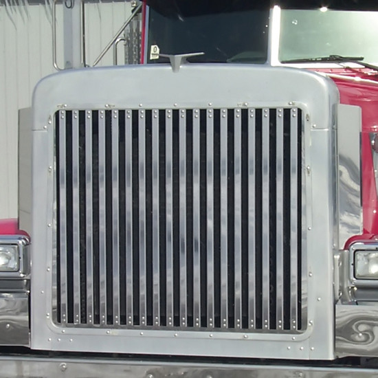 18 Vertical Stainless Steel Grille Bars For Peterbilt 379 Extended Hood
