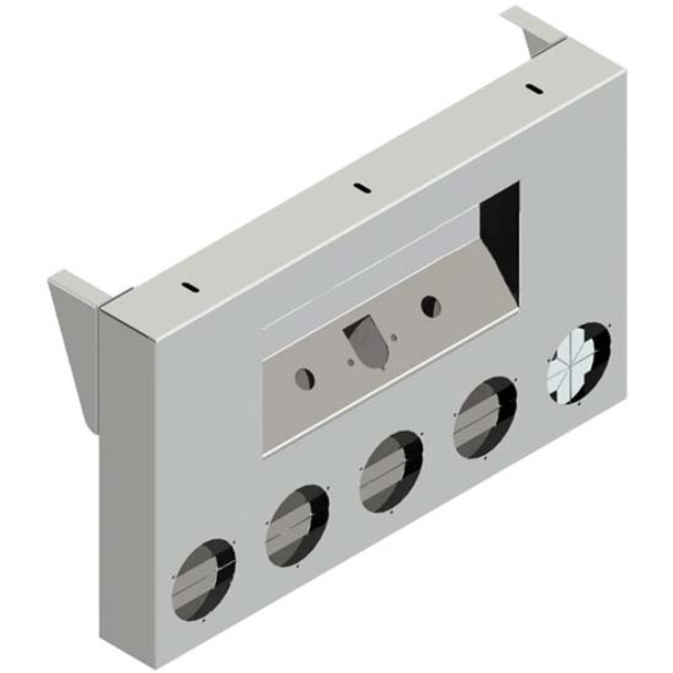 33 X 20 Inch Aluminum Rear Center Panel W/ Air Line Box, 1 - 7 Way & 5 - 4 Inch Light Holes