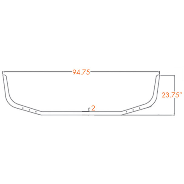 16 Inch Chrome Wrap Around Bumper, 10 Gauge W/ Center Tow Hole For Peterbilt 377 SBA