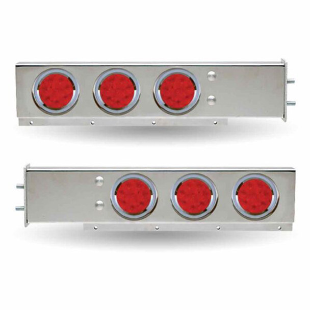 Spring Loaded Rear Light Bars W/ 6 - 4 Inch LED Lights & 2.5 Inch Bolt Spacing - Red LED/ Red Lens