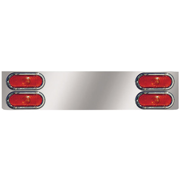 8 Inch 304 S.S. Rear Center Panel W/ 4 Horizontal Stacked Oval Round Red/Red LEDs, Bezels